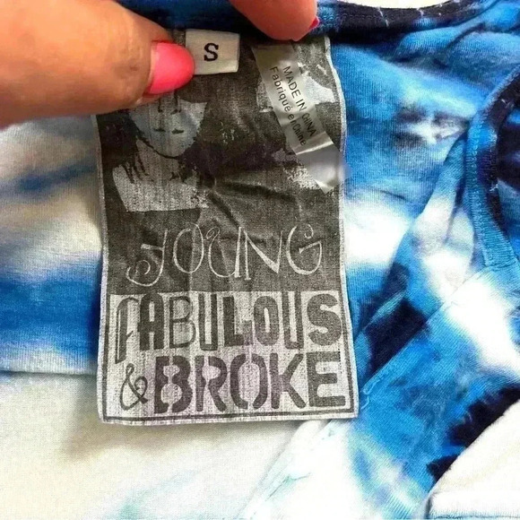 Young Fabulous & Broke Tie Dye Elastic Waist 3/4 Tab Sleeve Jumper Romper Size S - Picture 13 of 14